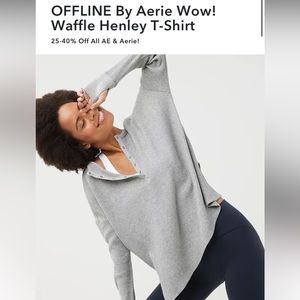 MOVING SALE Offline by Aerie Waffle Henley T-Shirt in Grey size XS